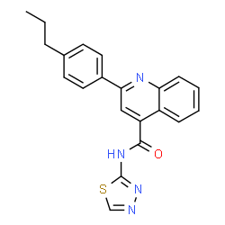 ChemSpider 2D Image | 2-(4-Propylphenyl)-N-(1,3,4-thiadiazol-2-yl)-4-quinolinecarboxamide | C21H18N4OS