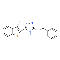 ChemSpider 2D Image | 3-(Benzylsulfanyl)-5-(3-chloro-1-benzothiophen-2-yl)-1H-1,2,4-triazole | C17H12ClN3S2