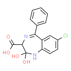 ChemSpider 2D Image | 7-Chloro-2,2-dihydroxy-5-phenyl-2,3-dihydro-1H-1,4-benzodiazepine-3-carboxylic acid | C16H13ClN2O4