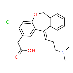 ChemSpider 2D Image | {(11E)-11-[3-(Dimethylamino)propylidene]-6,11-dihydrodibenzo[b,e]oxepin-2-yl}acetic acid hydrochloride (1:1) | C21H24ClNO3