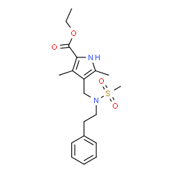 ChemSpider 2D Image | Ethyl 3,5-dimethyl-4-{[(methylsulfonyl)(2-phenylethyl)amino]methyl}-1H-pyrrole-2-carboxylate | C19H26N2O4S