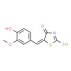 ChemSpider 2D Image | (5E)-5-(4-Hydroxy-3-methoxybenzylidene)-2-thioxo-1,3-thiazolidin-4-one | C11H9NO3S2