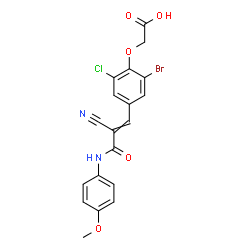 ChemSpider 2D Image | (2-Bromo-6-chloro-4-{2-cyano-3-[(4-methoxyphenyl)amino]-3-oxo-1-propen-1-yl}phenoxy)acetic acid | C19H14BrClN2O5