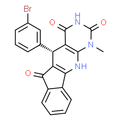 ChemSpider 2D Image | (5S)-5-(3-Bromophenyl)-1-methyl-5,11-dihydro-1H-indeno[2',1':5,6]pyrido[2,3-d]pyrimidine-2,4,6(3H)-trione | C21H14BrN3O3