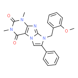 ChemSpider 2D Image | 8-(2-Methoxybenzyl)-1,3-dimethyl-7-phenyl-1H-imidazo[2,1-f]purine-2,4(3H,8H)-dione | C23H21N5O3