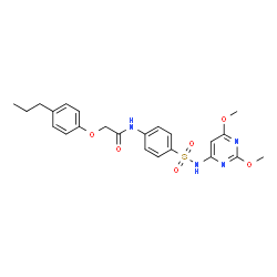 ChemSpider 2D Image | N-{4-[(2,6-Dimethoxy-4-pyrimidinyl)sulfamoyl]phenyl}-2-(4-propylphenoxy)acetamide | C23H26N4O6S