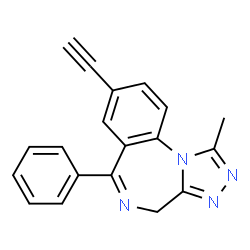 ChemSpider 2D Image | 8-Ethynyl-1-methyl-6-phenyl-4H-[1,2,4]triazolo[4,3-a][1,4]benzodiazepine | C19H14N4