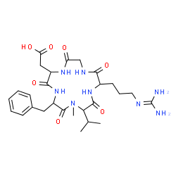 ChemSpider 2D Image | Cyclo(arginylglycyl-alpha-aspartylphenylalanyl-N-methylvalyl) | C27H40N8O7