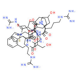 ChemSpider 2D Image | 2-{[(1-{[2-(2-{[2-({[({1-[(1-{2-[(2-Amino-5-carbamimidamidopentanoyl)amino]-5-carbamimidamidopentanoyl}-2-pyrrolidinyl)carbonyl]-4-hydroxy-2-pyrrolidinyl}carbonyl)amino]acetyl}amino)-3-(2-thienyl)prop
anoyl]amino}-3-hydroxypropanoyl)-1,2,3,4-tetrahydro-3-isoquinolinyl]carbonyl}octahydro-1H-indol-2-yl)carbonyl]amino}-5-carbamimidamidopentanoic acid | C59H89N19O13S