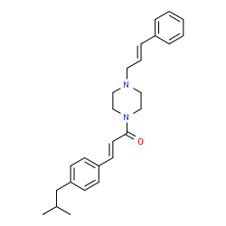 ChemSpider 2D Image | (2E)-3-(4-Isobutylphenyl)-1-{4-[(2E)-3-phenyl-2-propen-1-yl]-1-piperazinyl}-2-propen-1-one | C26H32N2O