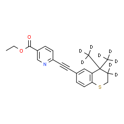 ChemSpider 2D Image | Ethyl 6-({4,4-bis[(~2~H_3_)methyl](3,3-~2~H_2_)-3,4-dihydro-2H-thiochromen-6-yl}ethynyl)nicotinate | C21H13D8NO2S