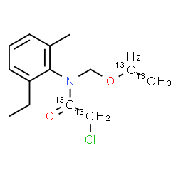 ChemSpider 2D Image | 2-Chloro-N-(2-ethyl-6-methylphenyl)-N-{[(~13~C_2_)ethyloxy]methyl}(~13~C_2_)acetamide | C1013C4H20ClNO2