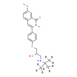 ChemSpider 2D Image | 3-[4-(2-Hydroxy-3-{[2-(~2~H_3_)methyl(~2~H_6_)-2-propanyl]amino}propoxy)phenyl]-7-methoxy-2-methyl-1(2H)-isoquinolinone | C24H21D9N2O4