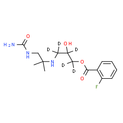 ChemSpider 2D Image | 3-{[1-(Carbamoylamino)-2-methyl-2-propanyl]amino}-2-hydroxy(~2~H_5_)propyl 2-fluorobenzoate | C15H17D5FN3O4