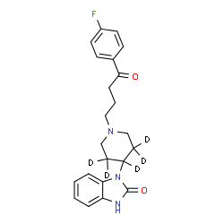 ChemSpider 2D Image | 1-{1-[4-(4-Fluorophenyl)-4-oxobutyl](3,3,4,5,5-~2~H_5_)-4-piperidinyl}-1,3-dihydro-2H-benzimidazol-2-one | C22H19D5FN3O2