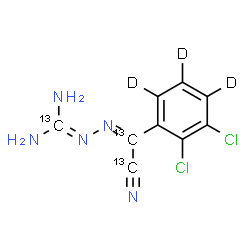 ChemSpider 2D Image | N''-[(Z)-(~13~C)Cyano[2,3-dichloro(~2~H_3_)phenyl](~13~C)methylene](~13~C)carbonohydrazonic diamide | C613C3H4D3Cl2N5
