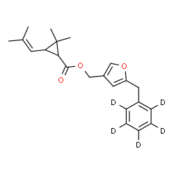 ChemSpider 2D Image | {5-[(~2~H_5_)Phenylmethyl]-3-furyl}methyl 2,2-dimethyl-3-(2-methyl-1-propen-1-yl)cyclopropanecarboxylate | C22H21D5O3