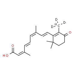 ChemSpider 2D Image | (9cis,13cis)-4-Oxo(18-~13~C,18,18,18-~2~H_3_)retinoic acid | C1913CH23D3O3