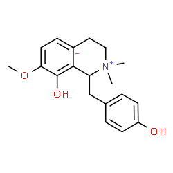 ChemSpider 2D Image | 8-Hydroxy-1-(4-hydroxybenzyl)-7-methoxy-2,2-dimethyl-1,2,3,4-tetrahydroisoquinolinium iodide | C19H24INO3