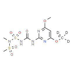 ChemSpider 2D Image | Methanesulfonamide, N-[[[[[4-methoxy-6-(methyl-~13~C-d_3_-oxy)-2-pyrimidinyl]amino]carbonyl]amino]sulfonyl]-N-methyl- | C813CH12D3N5O7S2