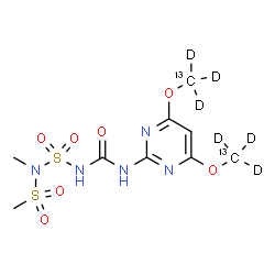 ChemSpider 2D Image | Methanesulfonamide, N-[[[[[4,6-bis(methyl-~13~C-d_3_-oxy)-2-pyrimidinyl]amino]carbonyl]amino]sulfonyl]-N-methyl- | C713C2H9D6N5O7S2