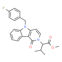 ChemSpider 2D Image | Methyl 2-[5-(4-fluorobenzyl)-1-oxo-1,5-dihydro-2H-pyrido[4,3-b]indol-2-yl]-3-methylbutanoate | C24H23FN2O3