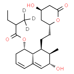 ChemSpider 2D Image | (1S,6S,7R,8S,8aR)-6-Hydroxy-8-{2-[(2R,4R)-4-hydroxy-6-oxotetrahydro-2H-pyran-2-yl]ethyl}-7-methyl-1,2,6,7,8,8a-hexahydro-1-naphthalenyl 2-(~2~H_3_)methylbutanoate | C23H31D3O6