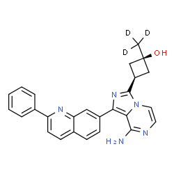 ChemSpider 2D Image | cis-3-[8-Amino-1-(2-phenyl-7-quinolinyl)imidazo[1,5-a]pyrazin-3-yl]-1-(~2~H_3_)methylcyclobutanol | C26H20D3N5O