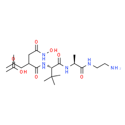 ChemSpider 2D Image | N-{2-[2-(Hydroxyamino)-2-oxoethyl]-4-methylpentanoyl}-3-methyl-L-valyl-N-(2-aminoethyl)-L-alaninamide acetate (1:1) | C21H41N5O7
