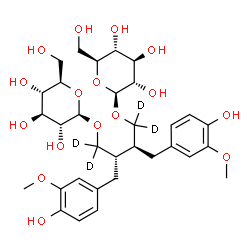 ChemSpider 2D Image | (2S,3S)-4-(beta-L-Glucopyranosyloxy)-2,3-bis(4-hydroxy-3-methoxybenzyl)(1,1,4,4-~2~H_4_)butyl beta-D-glucopyranoside | C32H42D4O16