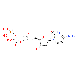 ChemSpider 2D Image | 2'-Deoxy(2-~13~C,N~2~,1'-~15~N_2_)cytidine 5'-(tetrahydrogen triphosphate) | C813CH16N15N2O13P3