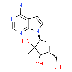 ChemSpider 2D Image | 7-(2-C-Methyl-alpha-D-glycero-pentofuranosyl)-7H-pyrrolo[2,3-d]pyrimidin-4-amine | C12H16N4O4