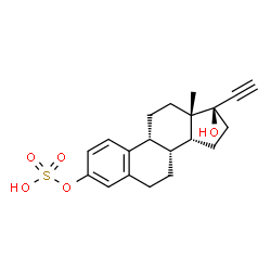 ChemSpider 2D Image | (9beta,14beta,17alpha)-17-Hydroxy-19-norpregna-1,3,5(10)-trien-20-yn-3-yl hydrogen sulfate | C20H24O5S