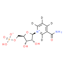 ChemSpider 2D Image | 3-Carbamoyl-1-[5-O-(hydroxyphosphinato)-beta-D-ribofuranosyl](~2~H_4_)pyridinium | C11H11D4N2O8P