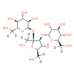 ChemSpider 2D Image | alpha-D-(C~1~,C~1~,C~6~,C~6~-~2~H_4_)(C~6~,C~6~-~2~H_2_)Glucopyranosyl-(1->3)-beta-D-fructofuranosyl alpha-D-(C~6~,C~6~-~2~H_2_)glucopyranoside | C18H24D8O16