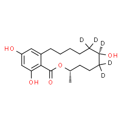 ChemSpider 2D Image | (3S,7R)-7,14,16-Trihydroxy-3-methyl(6,6,7,8,8-~2~H_5_)-3,4,5,6,7,8,9,10,11,12-decahydro-1H-2-benzoxacyclotetradecin-1-one | C18H21D5O5