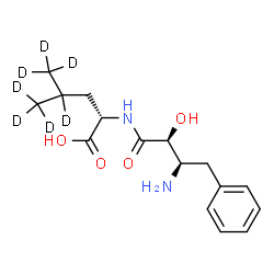 ChemSpider 2D Image | N-[(2S,3R)-3-Amino-2-hydroxy-4-phenylbutanoyl]-L-(4,5,5,5,5',5',5'-~2~H_7_)leucine | C16H17D7N2O4