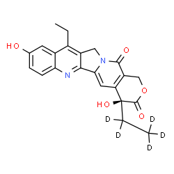 ChemSpider 2D Image | (4S)-11-Ethyl-4-(~2~H_5_)ethyl-4,9-dihydroxy-1H-pyrano[3',4':6,7]indolizino[1,2-b]quinoline-3,14(4H,12H)-dione | C22H15D5N2O5