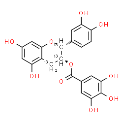 ChemSpider 2D Image | (2R,3S)-2-(3,4-Dihydroxyphenyl)-5,7-dihydroxy(2,3,4-~13~C_3_)-3,4-dihydro-2H-chromen-3-yl 3,4,5-trihydroxybenzoate | C1913C3H18O10