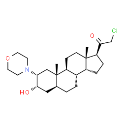 ChemSpider 2D Image | (2alpha,3alpha,5alpha,14beta)-21-Chloro-3-hydroxy-2-(4-morpholinyl)pregnan-20-one | C25H40ClNO3