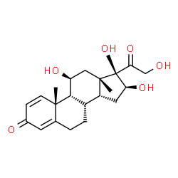 ChemSpider 2D Image | (9beta,11beta,14beta,16beta,17alpha)-11,16,17,21-Tetrahydroxypregna-1,4-diene-3,20-dione | C21H28O6