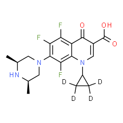 ChemSpider 2D Image | 1-[(2,2,3,3-~2~H_4_)Cyclopropyl]-7-[(3R,5S)-3,5-dimethyl-1-piperazinyl]-5,6,8-trifluoro-4-oxo-1,4-dihydro-3-quinolinecarboxylic acid | C19H16D4F3N3O3