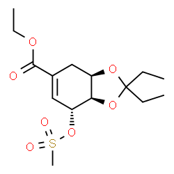 ChemSpider 2D Image | Ethyl (3aR,7R,7aR)-2,2-diethyl-7-[(methylsulfonyl)oxy]-3a,4,7,7a-tetrahydro-1,3-benzodioxole-5-carboxylate | C15H24O7S