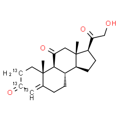 ChemSpider 2D Image | 21-Hydroxy(2,3,4-~13~C_3_)pregn-4-ene-3,11,20-trione | C1813C3H28O4