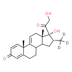 ChemSpider 2D Image | (8xi,14xi,16alpha)-17,21-Dihydroxy-16-(~2~H_3_)methylpregna-1,4,9(11)-triene-3,20-dione | C22H25D3O4