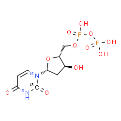 ChemSpider 2D Image | 2'-Deoxy(2-~13~C,~15~N_2_)uridine 5'-(trihydrogen diphosphate) | C813CH1415N2O11P2