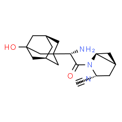 ChemSpider 2D Image | (1S,3R,5S)-2-{(2S)-2-Amino-2-[(5R,7S)-3-hydroxyadamantan-1-yl]acetyl}-2-azabicyclo[3.1.0]hexane-3-carbonitrile | C18H25N3O2