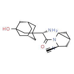 ChemSpider 2D Image | (1R,3S,5R)-2-{(2S)-2-Amino-2-[(5R,7S)-3-hydroxyadamantan-1-yl]acetyl}-2-azabicyclo[3.1.0]hexane-3-carbonitrile | C18H25N3O2