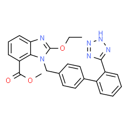 ChemSpider 2D Image | Methyl 2-ethoxy-1-{[2'-(1H-tetrazol-5-yl)-4-biphenylyl]methyl}-1H-benzimidazole-7-carboxylate | C25H22N6O3