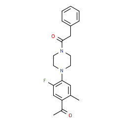 ChemSpider 2D Image | 1-[4-(4-Acetyl-2-fluoro-5-methylphenyl)-1-piperazinyl]-2-phenylethanone | C21H23FN2O2
